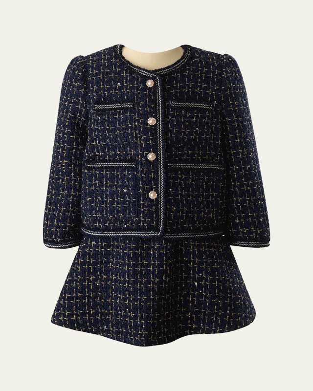 Girl's Tweed Jacket & Skirt Set, Size 2-14